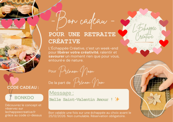Bon Cadeau pour une Échappée Créative - 450€ à 495€